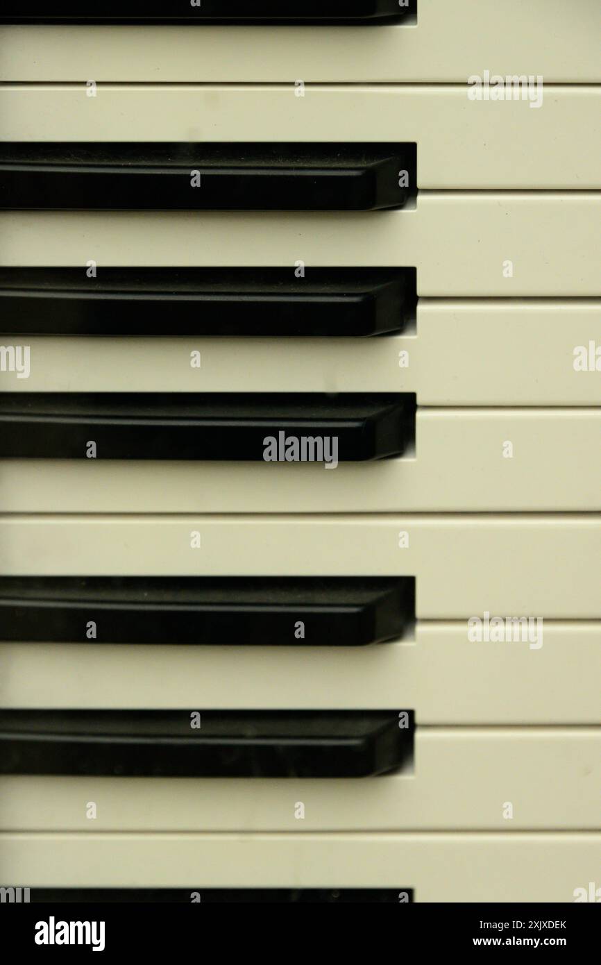 primo piano della tastiera per pianoforte Foto Stock