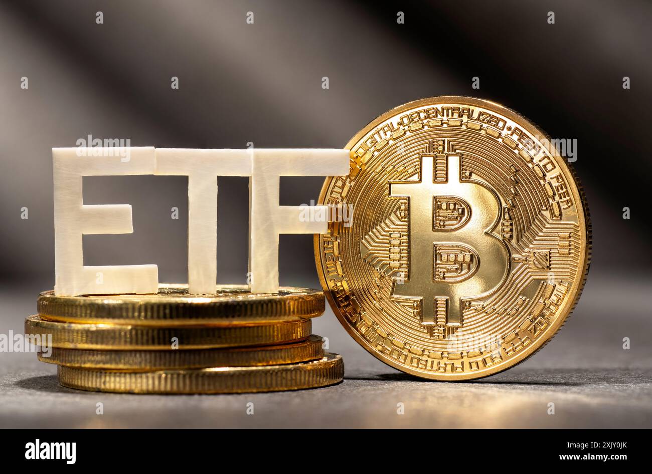 Negoziazione di ETF sulla criptovaluta Bitcoin in borsa Foto Stock