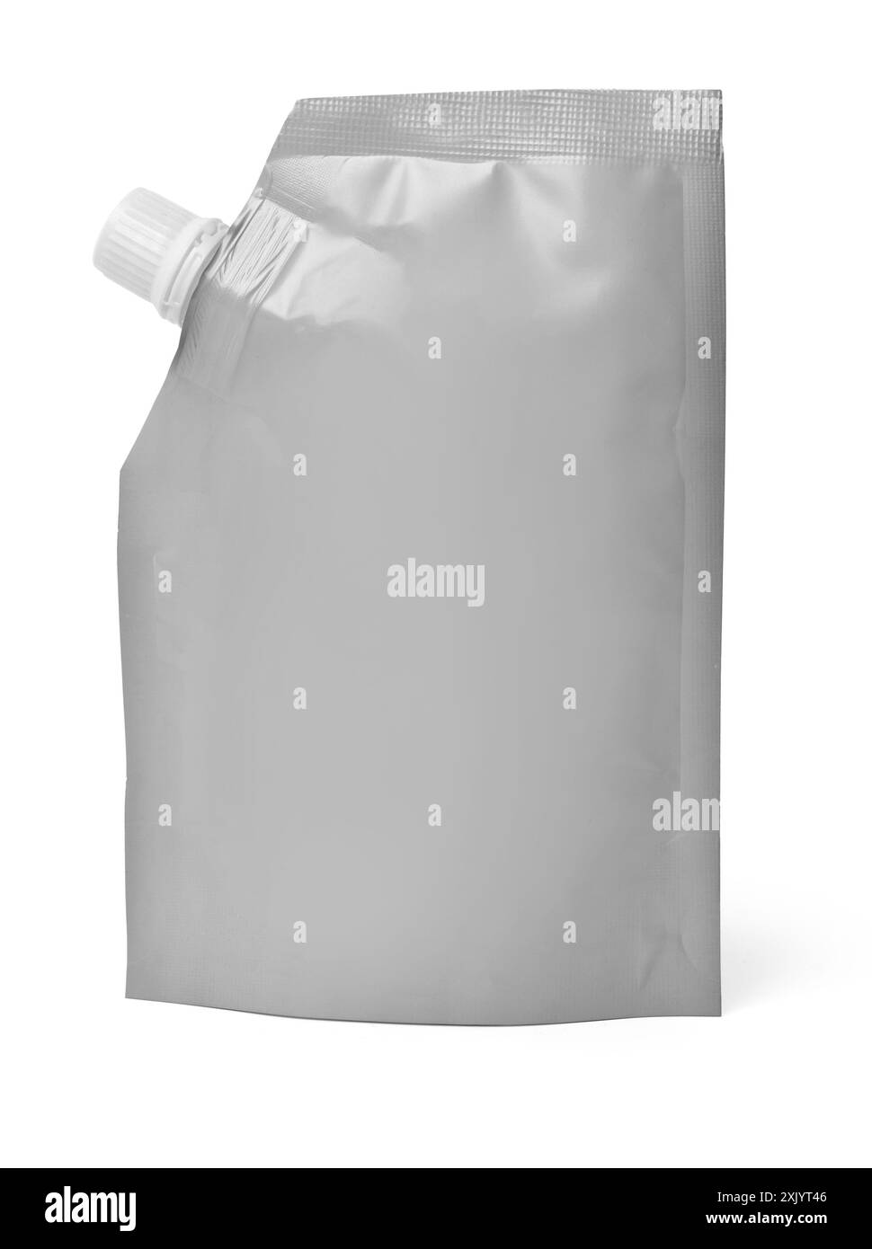 Sacchetto di plastica bianco vuoto per il design dell'imballaggio. Modello di mockup per alimenti con percorso di ritaglio Foto Stock