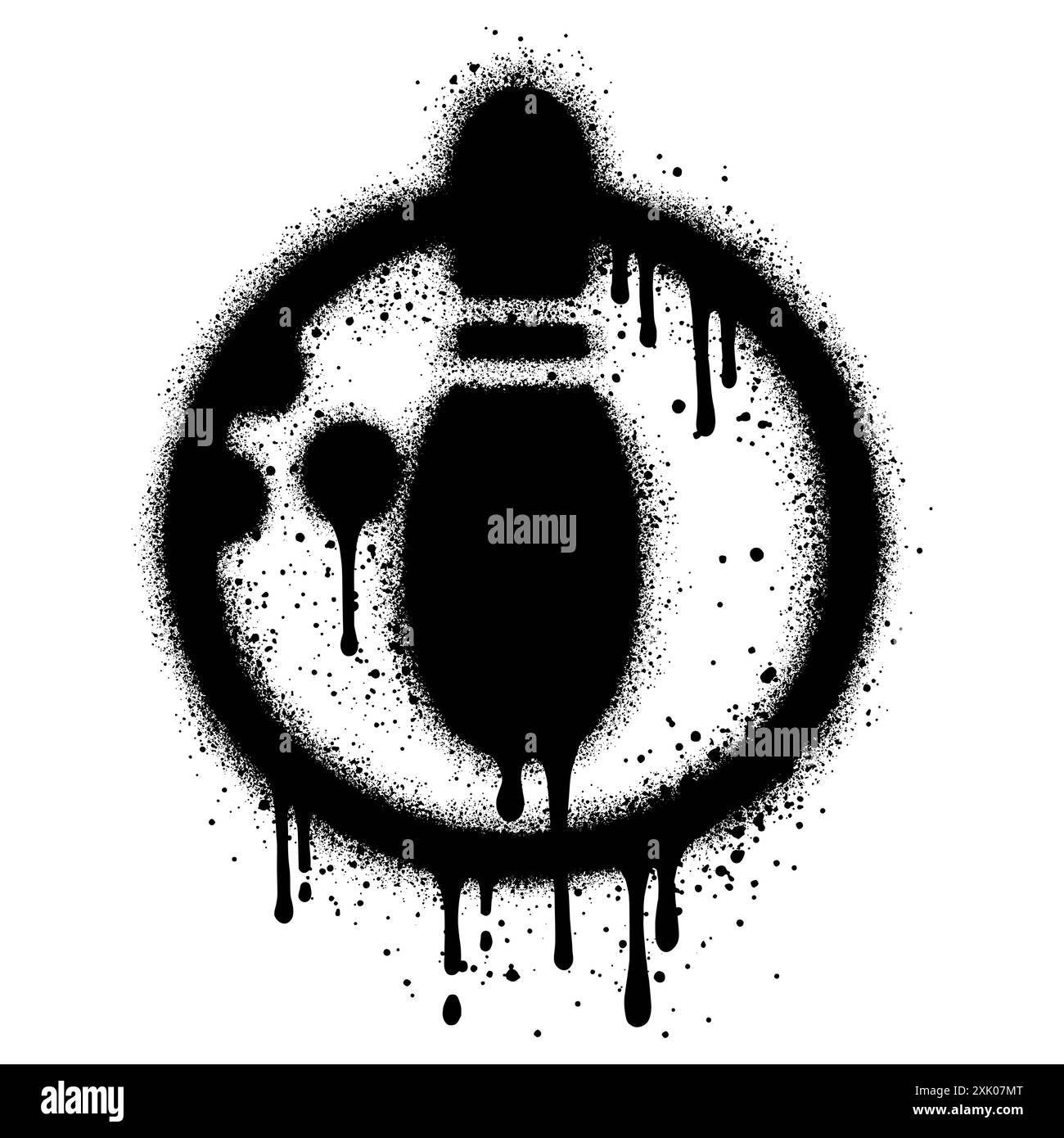 Icona Graffiti Bowling verniciata a spruzzo spruzzata isolata con sfondo bianco. Illustrazione Vettoriale