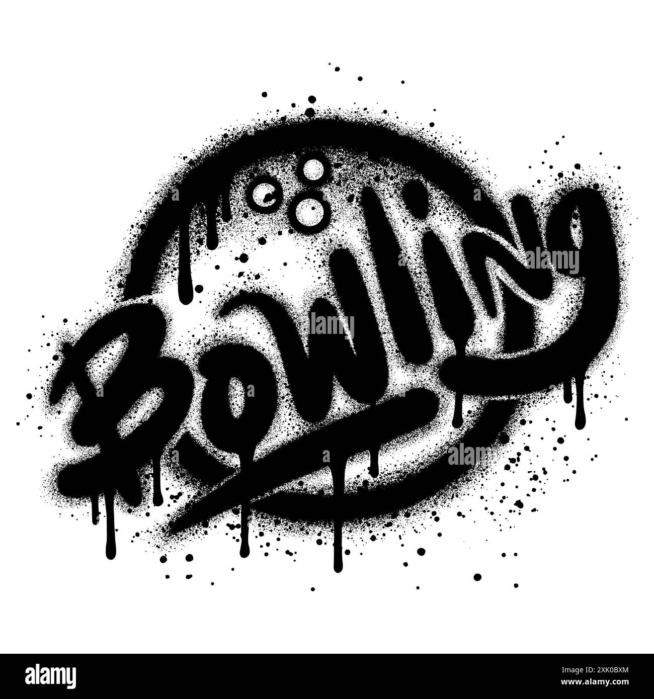 Icona Graffiti Bowling verniciata a spruzzo spruzzata isolata con sfondo bianco. Illustrazione Vettoriale