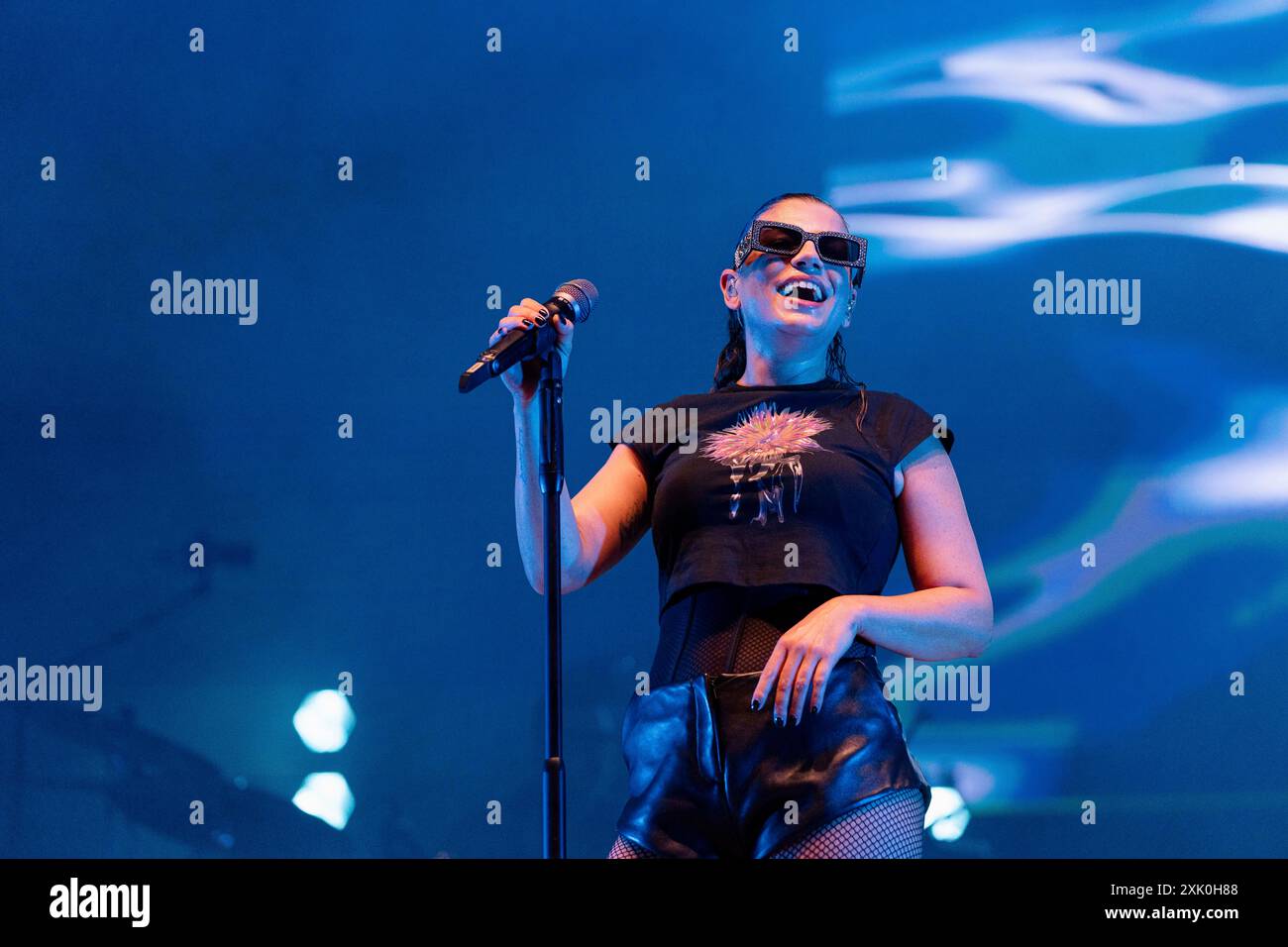 Lanciano, Italia. 19 luglio 2024. La cantante italiana Emma Marrone si esibisce durante il Summer Tour 2024, a Lanciano, Italia, il 19 luglio 2024, al Parco Villa delle Rose (foto di Marco Zac/NurPhoto) credito: NurPhoto SRL/Alamy Live News Foto Stock