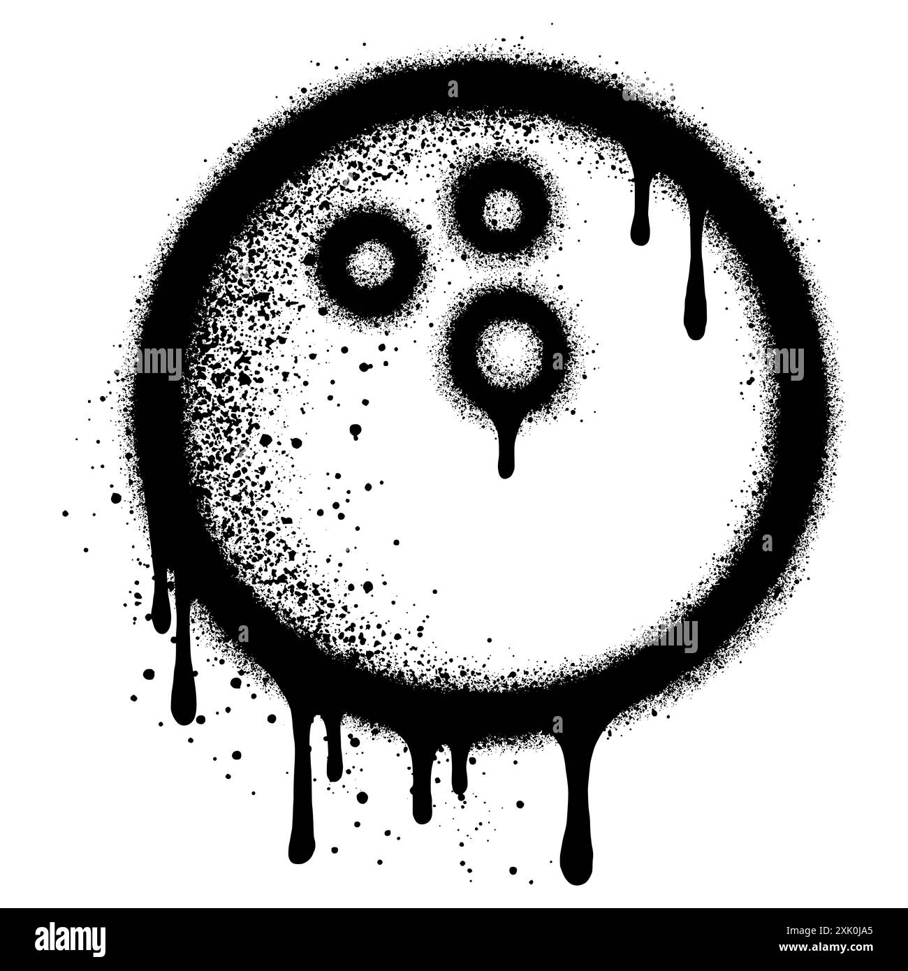 Icona Graffiti Bowling verniciata a spruzzo spruzzata isolata con sfondo bianco. Illustrazione Vettoriale
