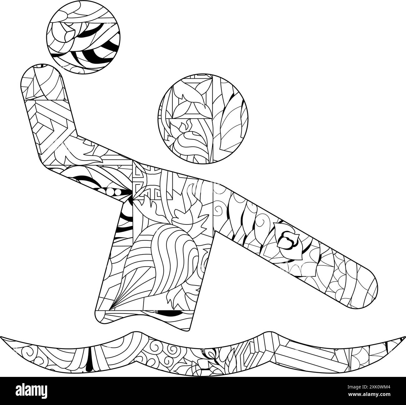 Design artistico dipinto a mano per la colorazione. Icona illustrazione disegnata a mano Polo acquatica per t-shirt e altre decorazioni Illustrazione Vettoriale