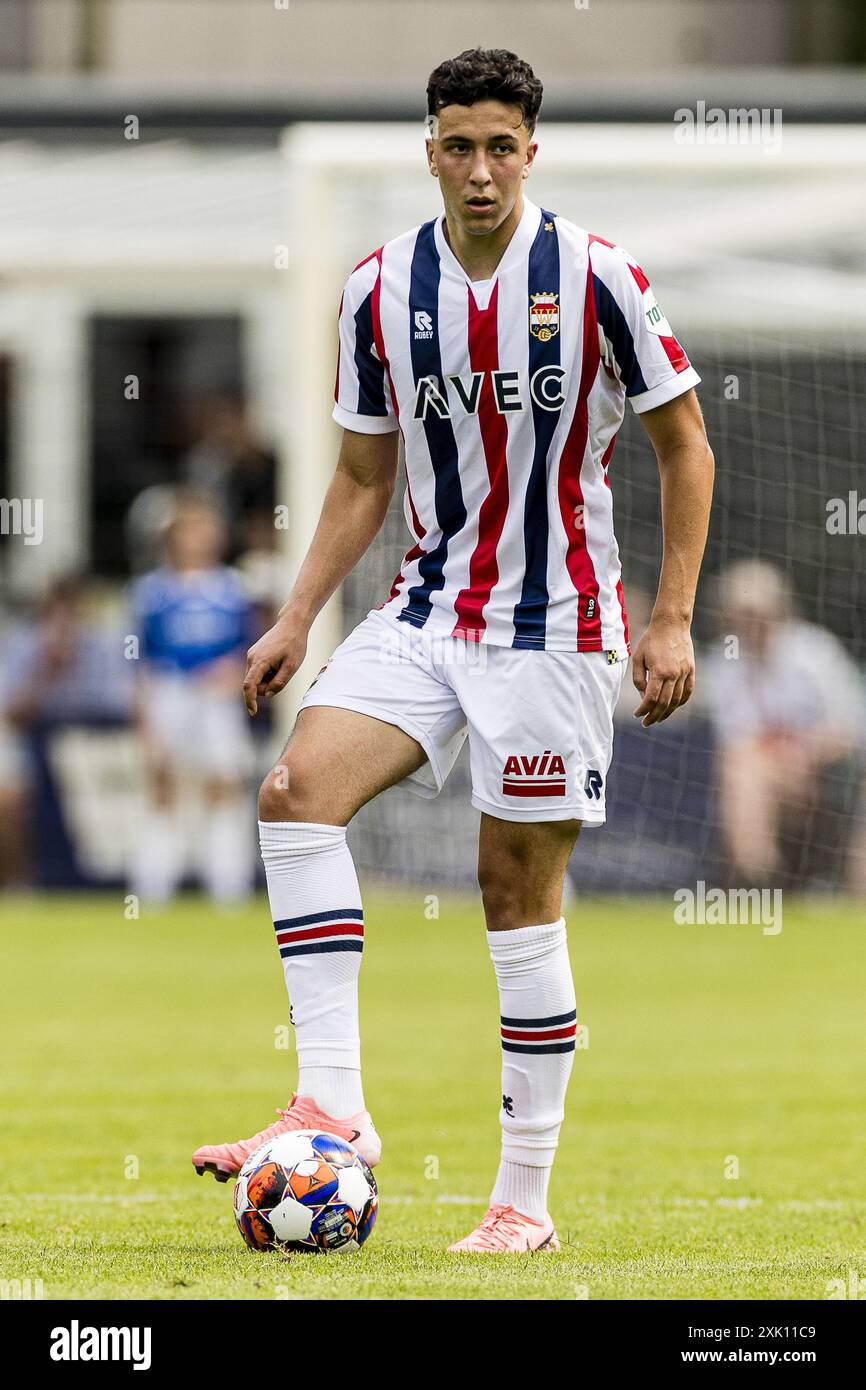 LOON OP ZAND - 20-07-2024. Sportpark De Klokkenberg. Eredivisie voetbal. Stagione 2024-2025. Pre-stagione, Willem II - Lommel SK (amichevole). Punteggio finale 5-0. Il giocatore di Willem II Amine Lachkar Foto Stock