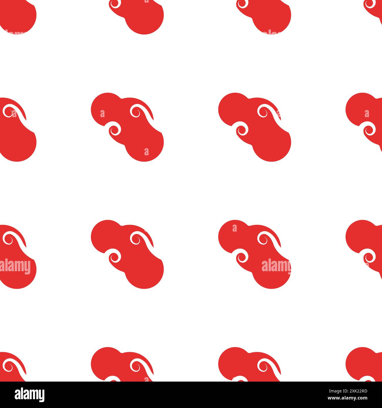 Nuvole rosse giapponesi sfondo vettoriale uniforme. Icona vettoriale nuvola cinese in stile classico. Vettore di sfondo senza fine. Illustrazione vettoriale. Illustrazione Vettoriale