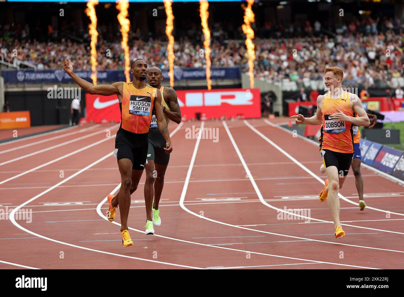 Londra, Regno Unito. 20 luglio 2024. Matthew HUDSON-SMITH festeggia la vittoria dei 400 m in un record europeo al London Diamond League Meeting luglio 2024 crediti: Mark Easton/Alamy Live News Foto Stock