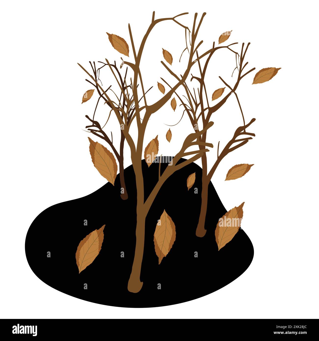 Alberi con foglie cadenti; icona per tardo autunno Illustrazione Vettoriale