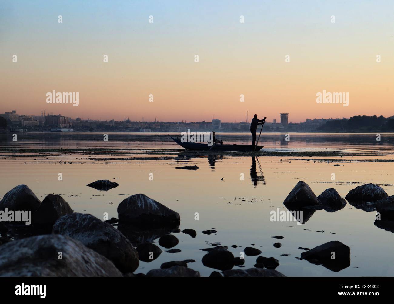 tramonto panoramico sul nilo Foto Stock