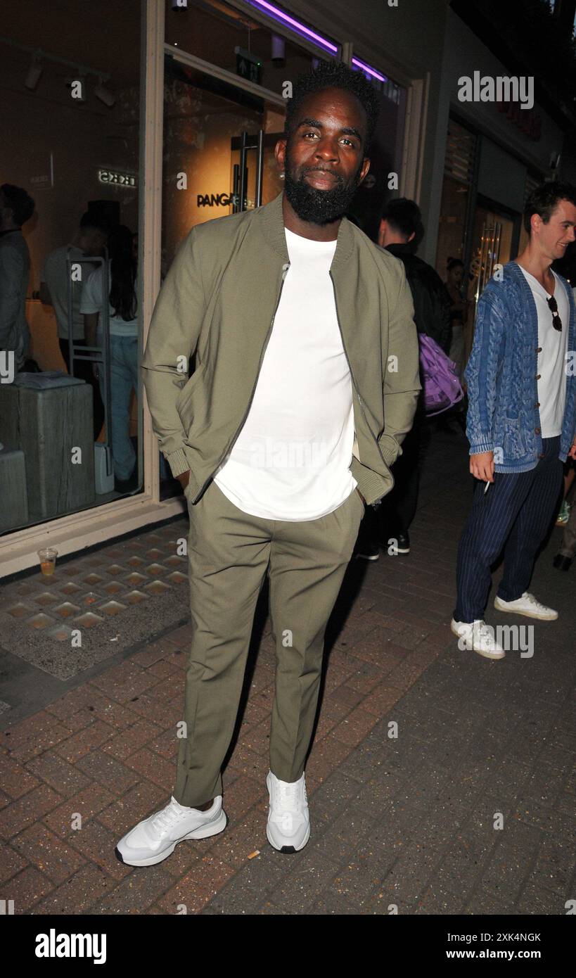 Jimmy Akingbola alla festa di lancio VIP del nuovo negozio Pangaia, Pangaia, Carnaby Street, giovedì 18 luglio 2024 a Londra, Inghilterra, Regno Unito. CAP/CAN © Foto Stock