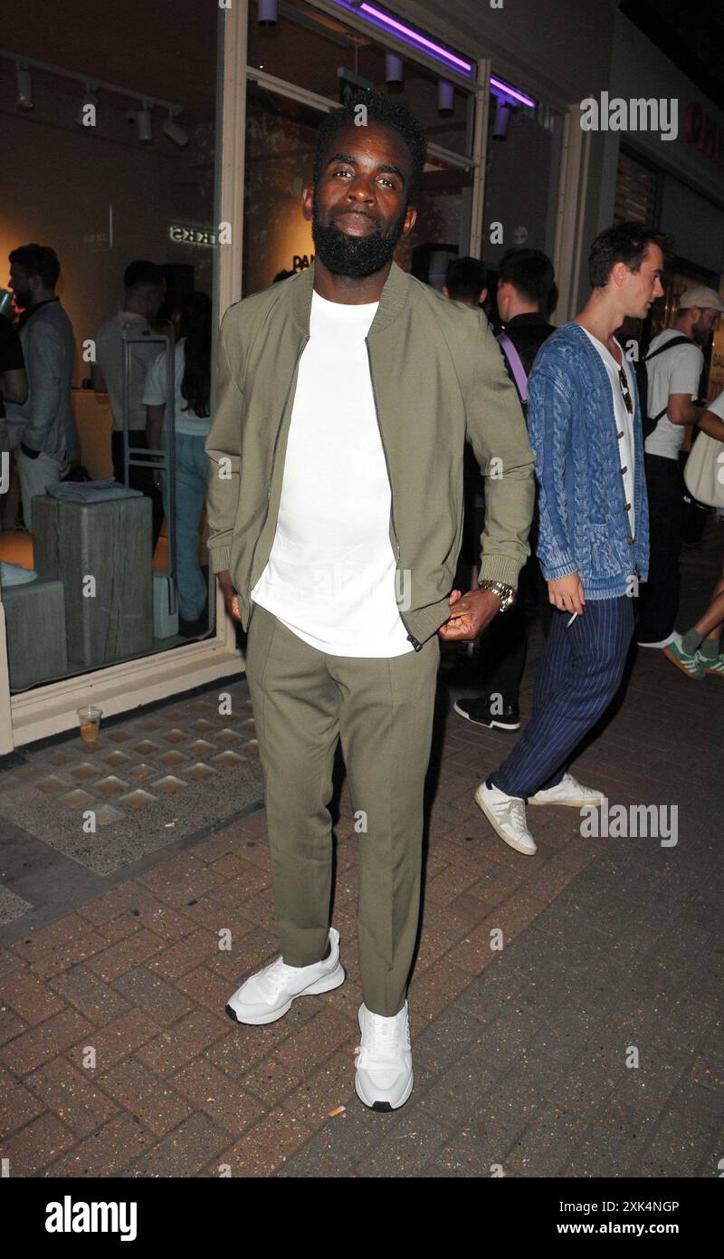 Jimmy Akingbola alla festa di lancio VIP del nuovo negozio Pangaia, Pangaia, Carnaby Street, giovedì 18 luglio 2024 a Londra, Inghilterra, Regno Unito. CAP/CAN © Foto Stock
