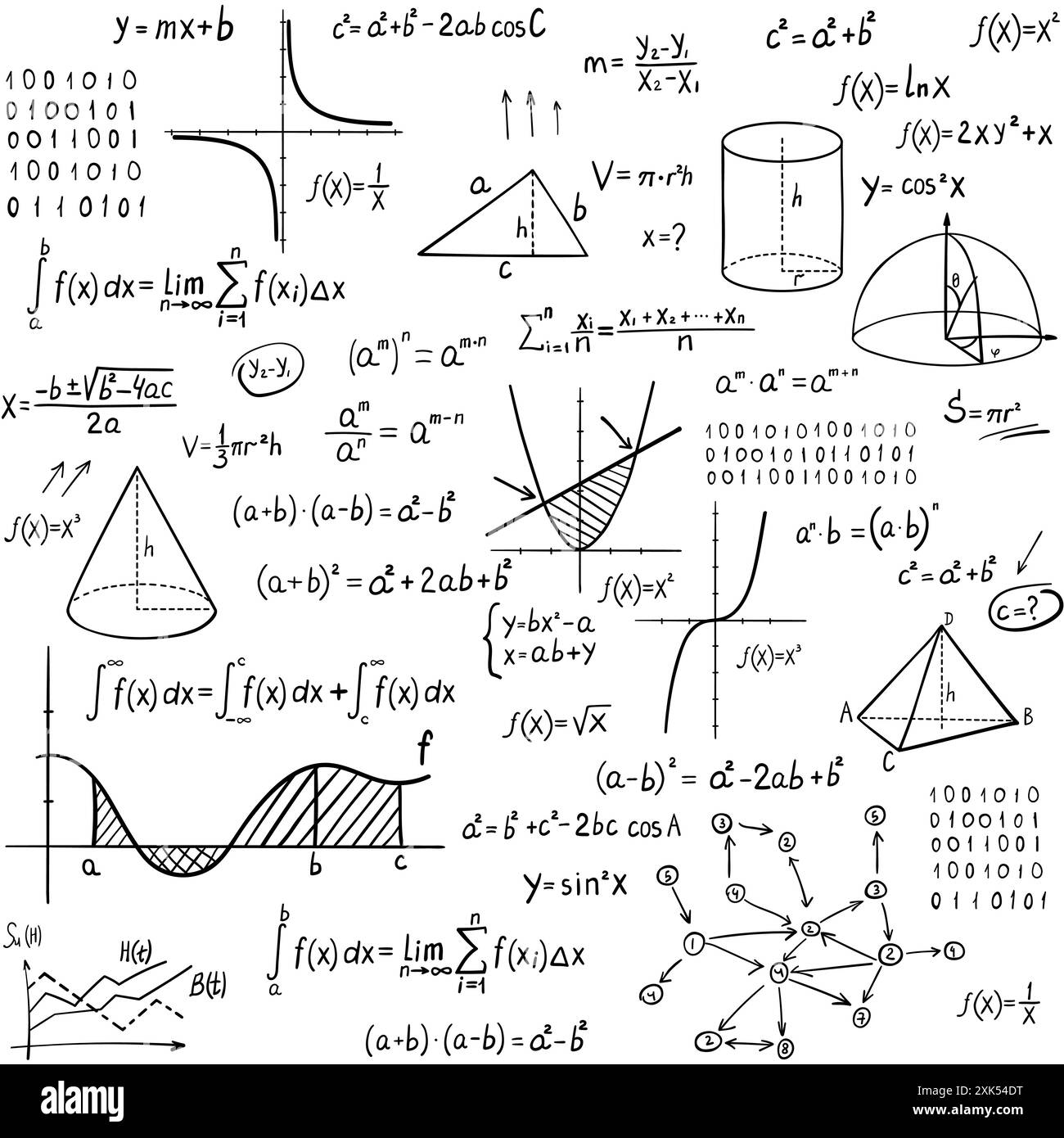Matematica, geometria ripetizione continua dello sfondo. Disegnato a mano Illustrazione Vettoriale