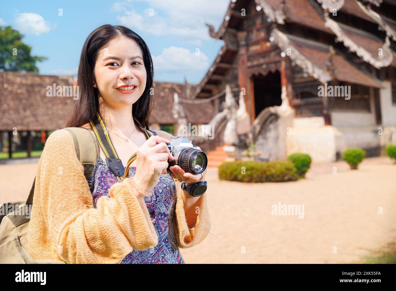 Wat Ton Kwen, bellissima fotografa asiatica, tempio di viaggio nella provincia di Chiangmai, nel nord della Thailandia. Foto Stock