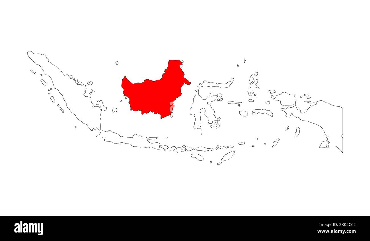 Indonesia dettagliata forma della mappa Kalimantan, icona del concetto grafico Flat web simbolo illustrazione vettoriale . Illustrazione Vettoriale