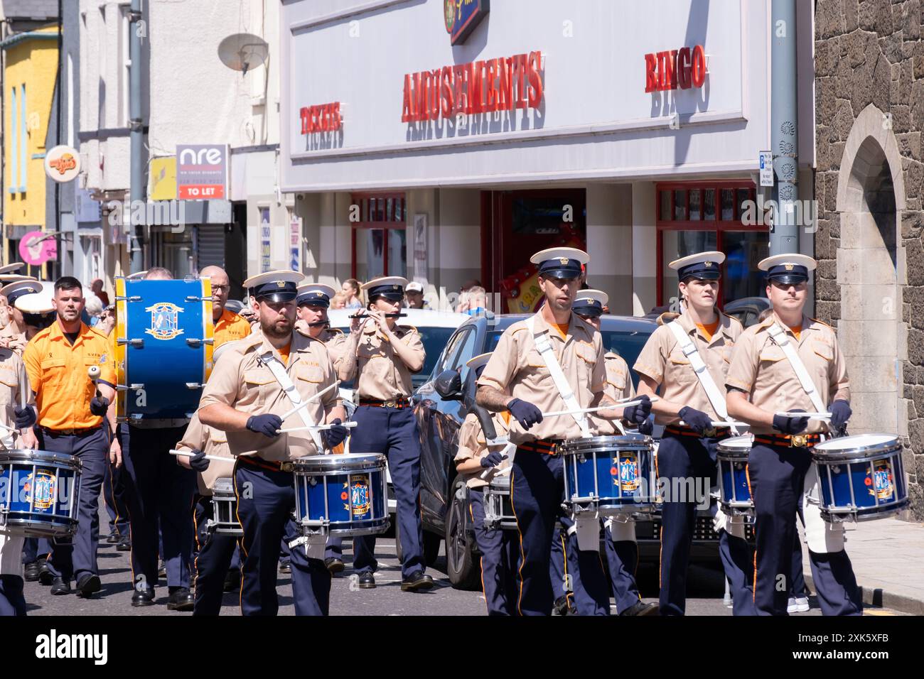 Portrush, Irlanda del Nord - 1 giugno 2024: Orange Order Co Antrim Junior Parade, Steeple Veterans Flute Band. Lealista concettuale, lealismo, ulster Foto Stock