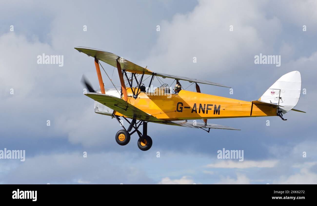 Vintage De Havilland DH-82A Tiger Moth in volo Foto Stock