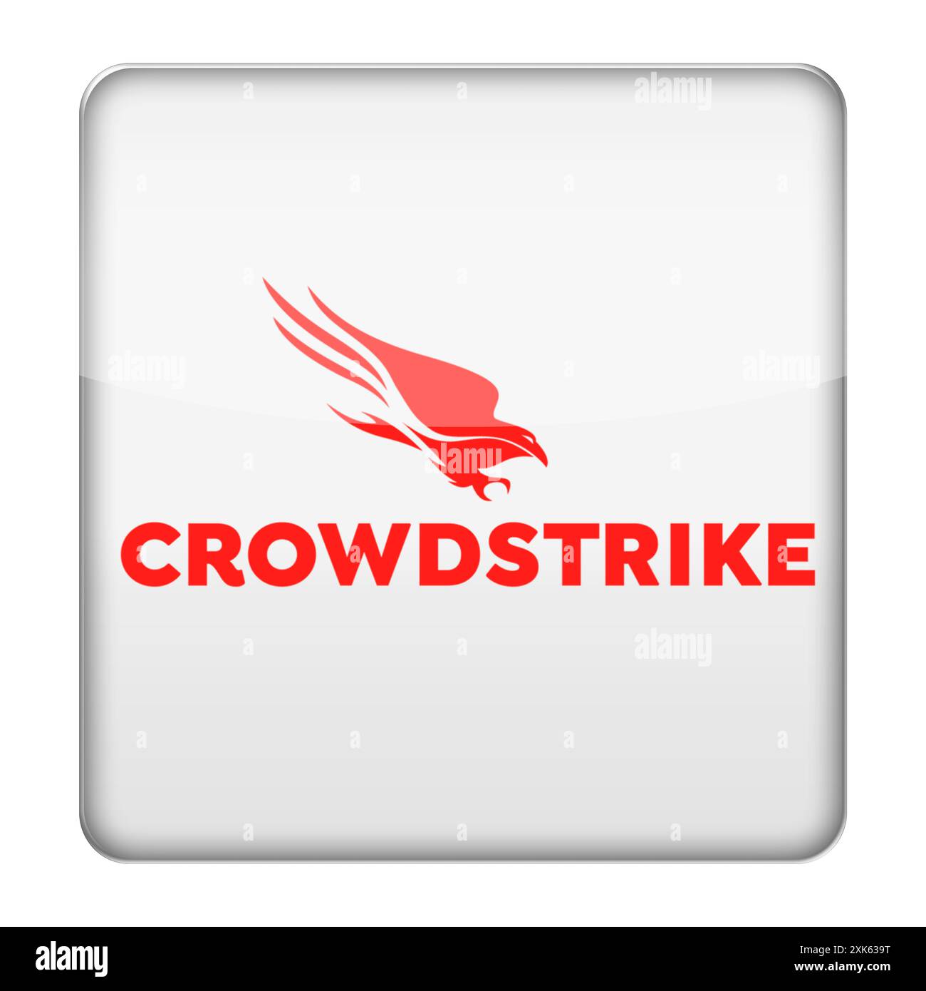 Pulsante con il logo CrowdStrike Cybersecurity Solutions Foto Stock