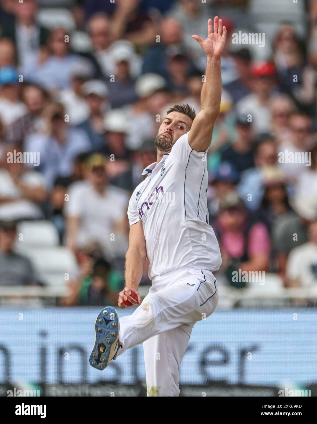Durante il Rothesay test match del giorno 4 Inghilterra contro West Indies a Trent Bridge, Nottingham, Regno Unito, 21 luglio 2024 (foto di Mark Cosgrove/News Images) Foto Stock