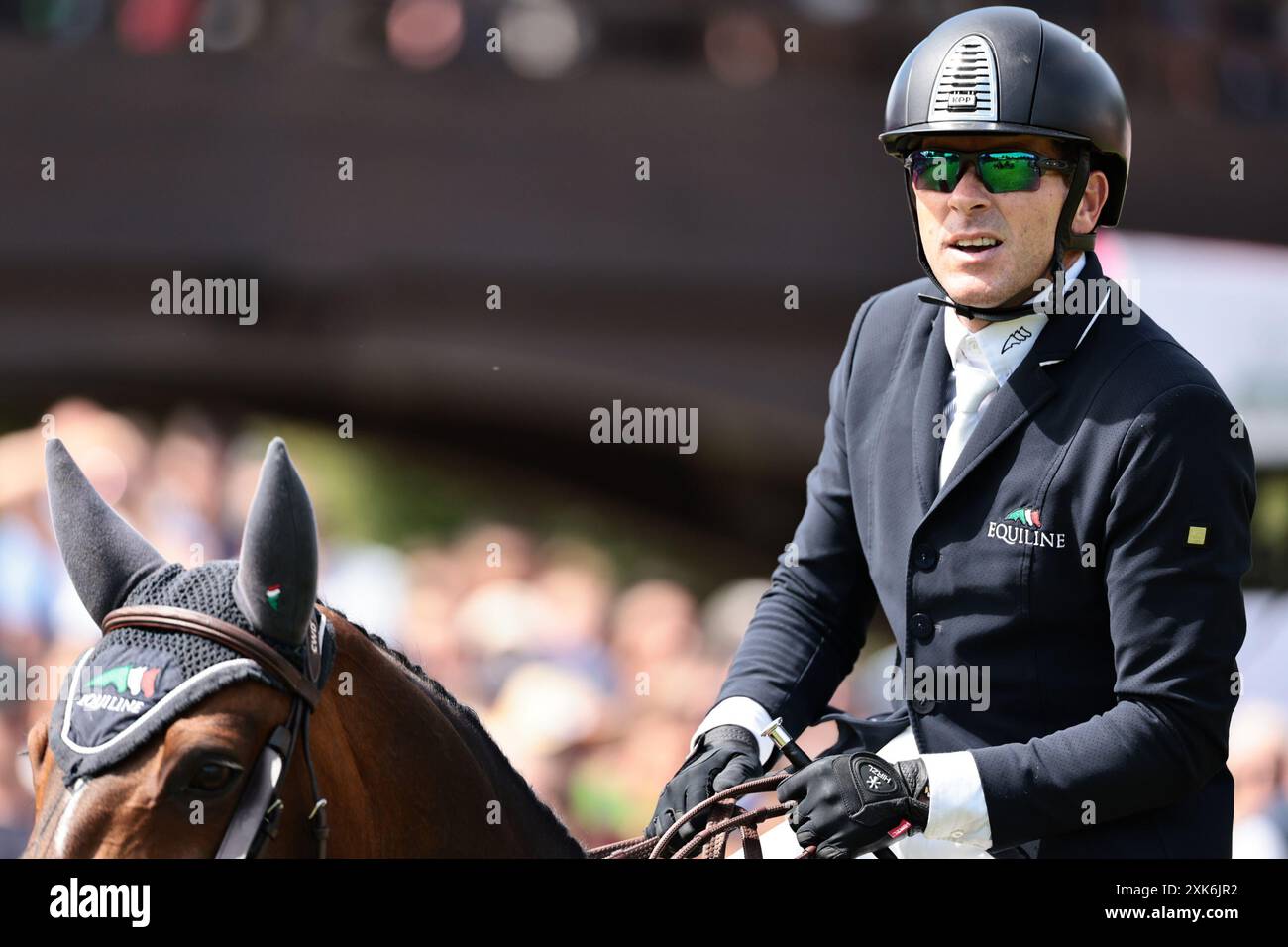 Dinard, Francia. 21 luglio 2024. Conor Swail d'Irlanda con Casturano durante il CSI5* Rolex Grand Prix Ville de Dinard al Jumping International de Dinard il 21 luglio 2024, Dinard, Francia (foto di Maxime David - MXIMD Pictures) crediti: MXIMD Pictures/Alamy Live News Foto Stock