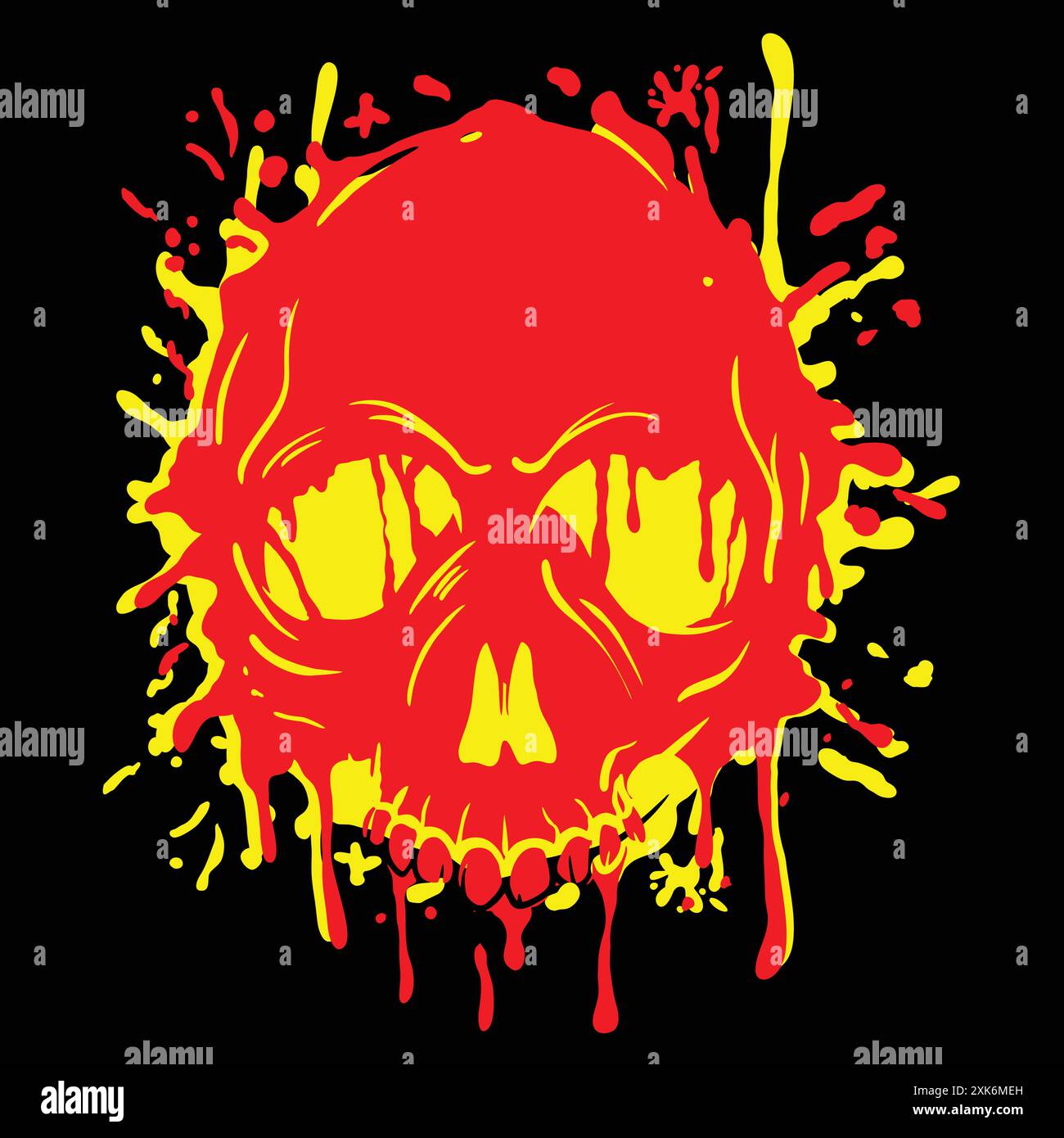 Teschio umano splash art Illustrazione Vettoriale
