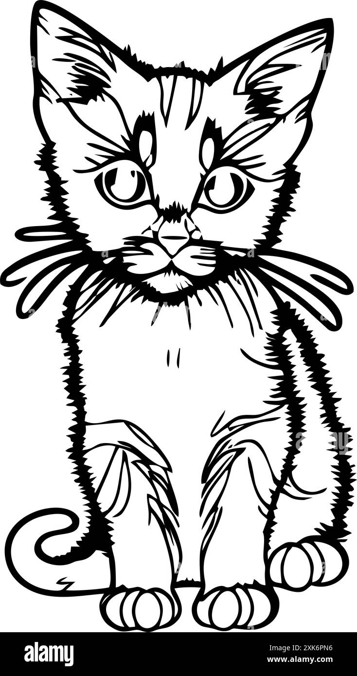 semplice disegno grafico nero di un gatto, elemento decorativo, logo Foto Stock