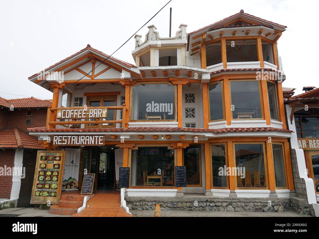 Ristorante, vulcano Quilotoa, Parco Nazionale Cotopaxi, Ecuador, Sud America Foto Stock