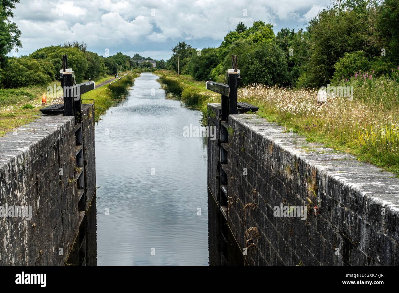 Chiusa 45, Royal Canal, Cloondara, Longford, Irlanda. Foto Stock