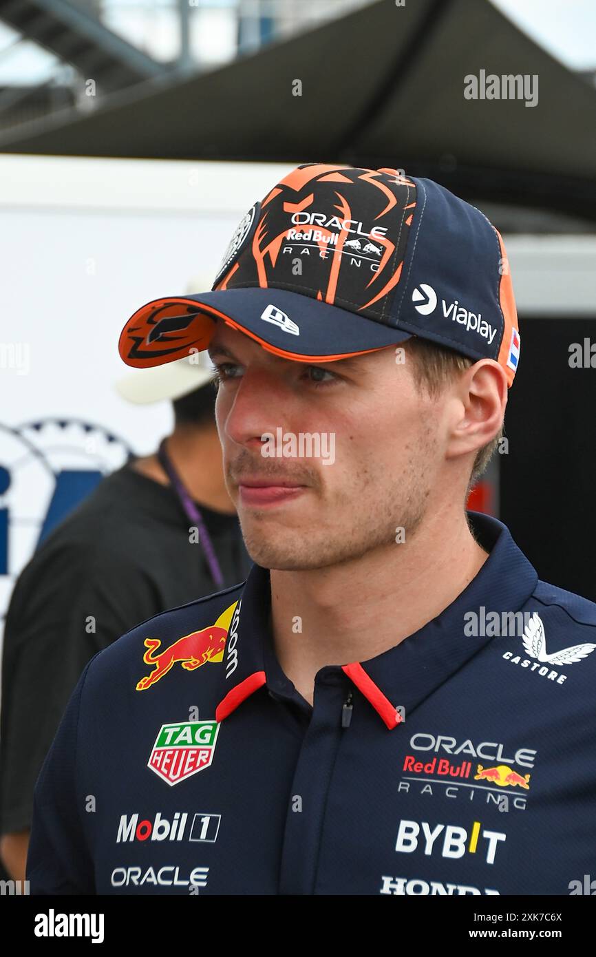 Max Verstappen (NED) - Oracle Red Bull Racing - Red Bull RB20 - Honda RBPT durante il Raceday di domenica 21 luglio, del Gran Premio d'Ungheria di Formula 1 2024, che si terrà sul tracciato di Hungaroring a Mogyorod, Budapest, Ungheria, dal 19 al 21 luglio 2024 Foto Stock
