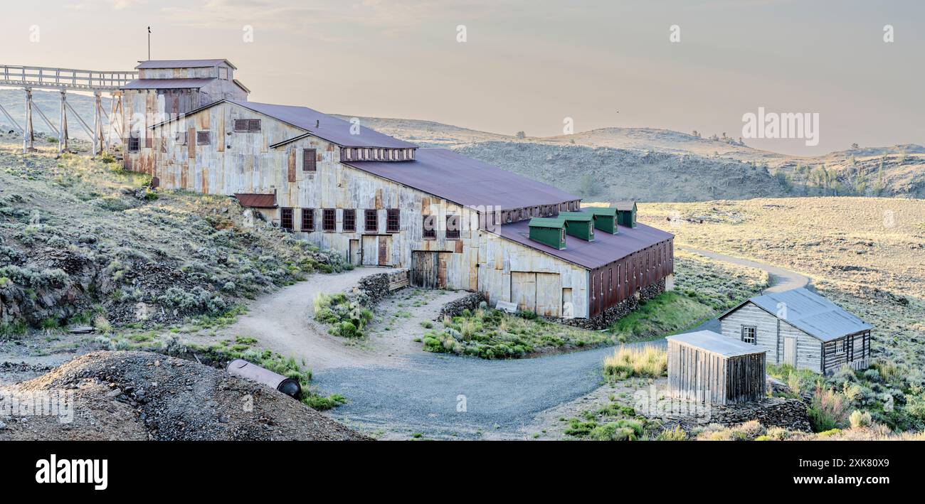 Edifici di superficie della miniera di Carissa a South Pass City nel Wyoming. Foto Stock