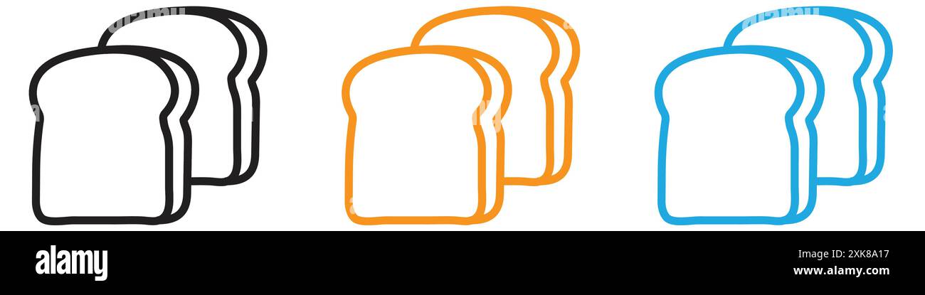Icona della fetta di pane, logo vettoriale, set di pacchetti o pacchetto Illustrazione Vettoriale