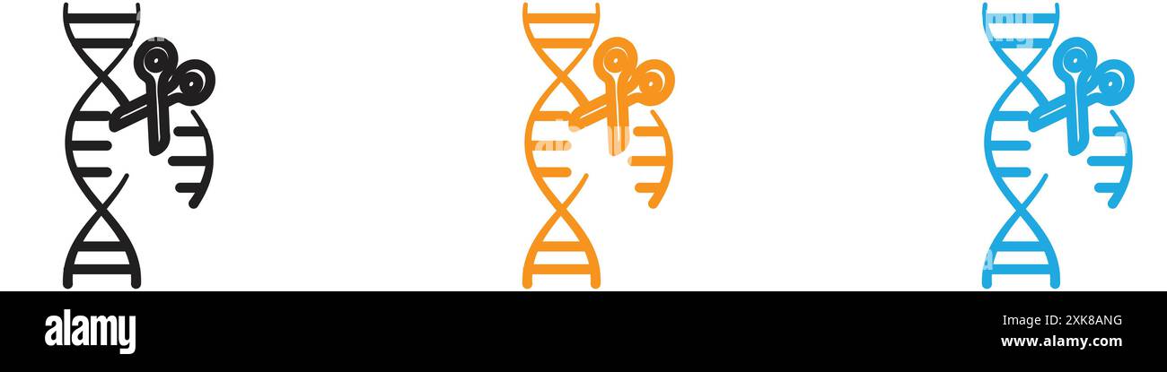 insieme di logo vettoriale dell'icona di modifica del genoma o gruppo di pacchetti Illustrazione Vettoriale