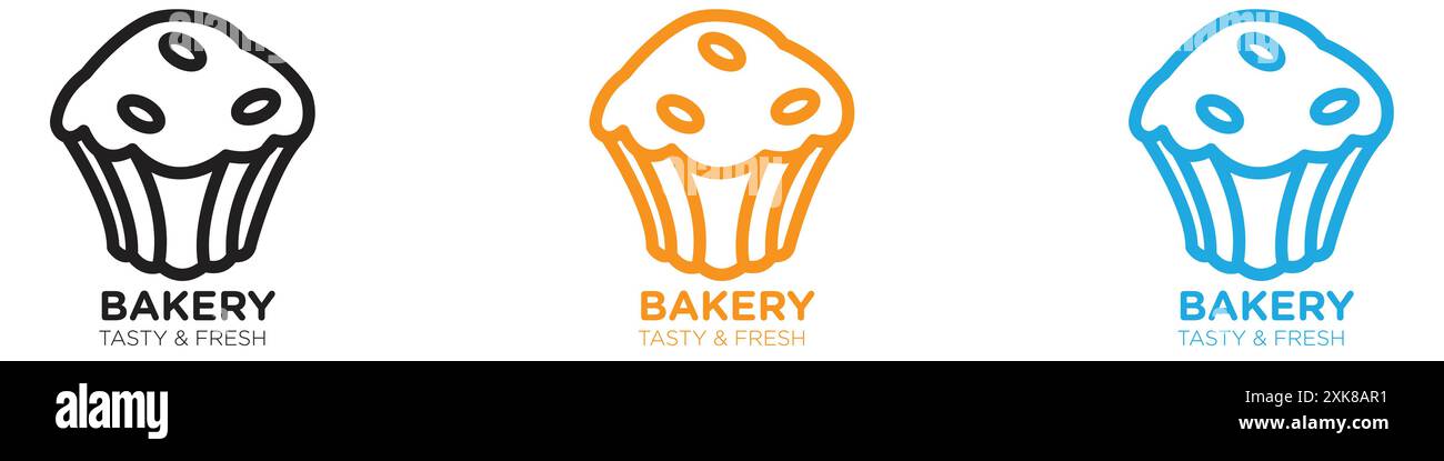 Set di logo vettoriale icona pasticceria o gruppo pacchetto Illustrazione Vettoriale