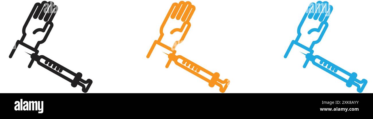 Insieme di logo vettoriali dell'icona dell'iniezione intradermica o gruppo di pacchetti Illustrazione Vettoriale