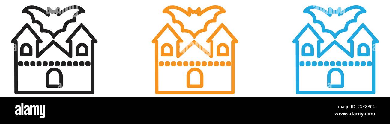 Set di logo vettoriali per icone della casa infestata o gruppo di pacchetti Illustrazione Vettoriale