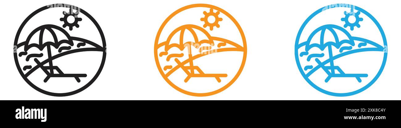 Set di logo vettoriale icona delle vacanze estive o gruppo pacchetto Illustrazione Vettoriale