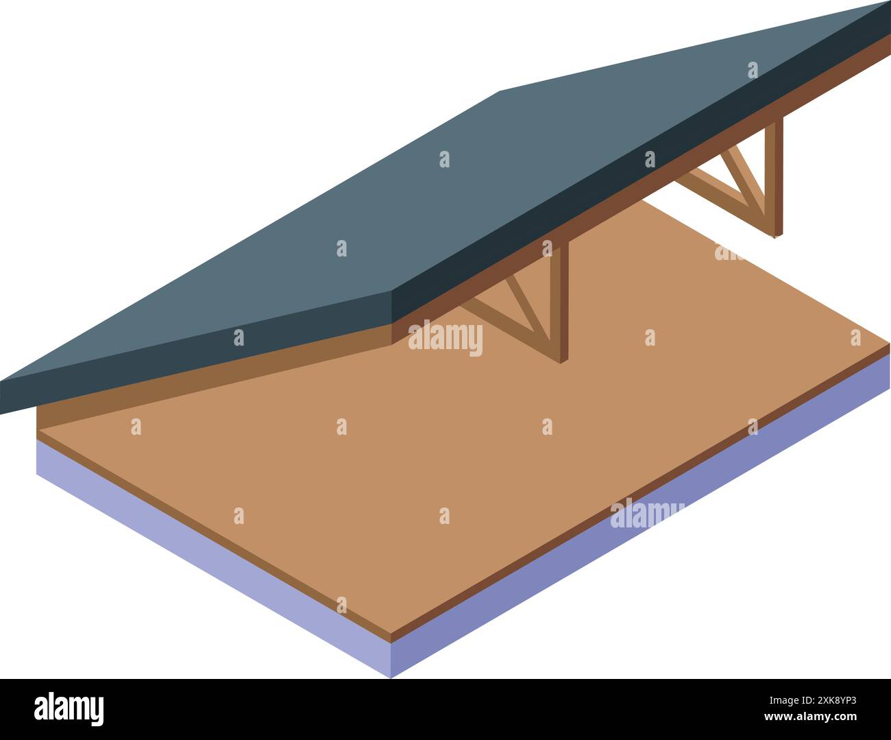 Moderna piattaforma di copertura del tetto in legno icona isometrica per il design del nastro isolata su sfondo bianco Illustrazione Vettoriale
