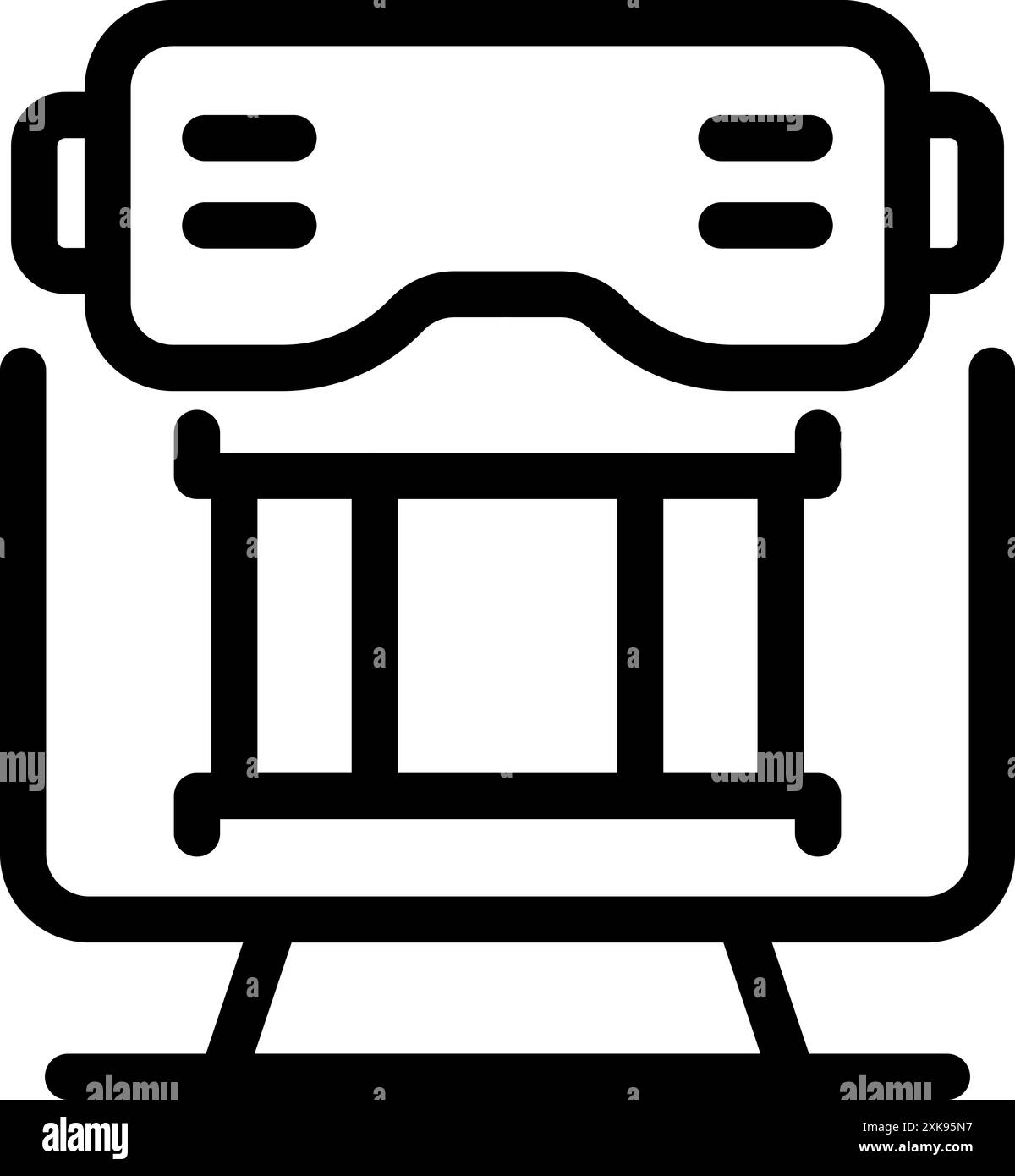 La maschera dormiente simula un viaggio in treno utilizzando la tecnologia della realtà virtuale Illustrazione Vettoriale