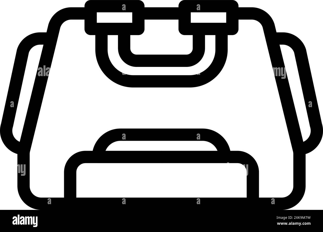 Semplice icona a forma di linea in grassetto che rappresenta una borsa da viaggio e porta il concetto di vacanza e bagaglio Illustrazione Vettoriale