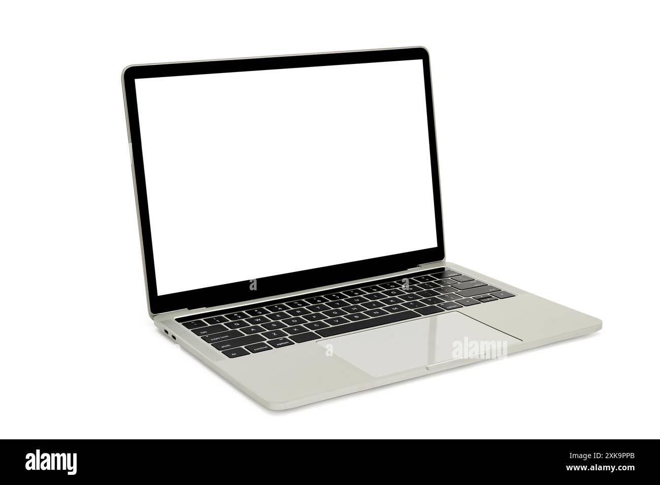 Kit di gadget con tecnologia moderna, modelli di presentazione con design reattivo. Mockup composto da un pc portatile isolato su sfondo bianco, spazio di copia. Foto Stock