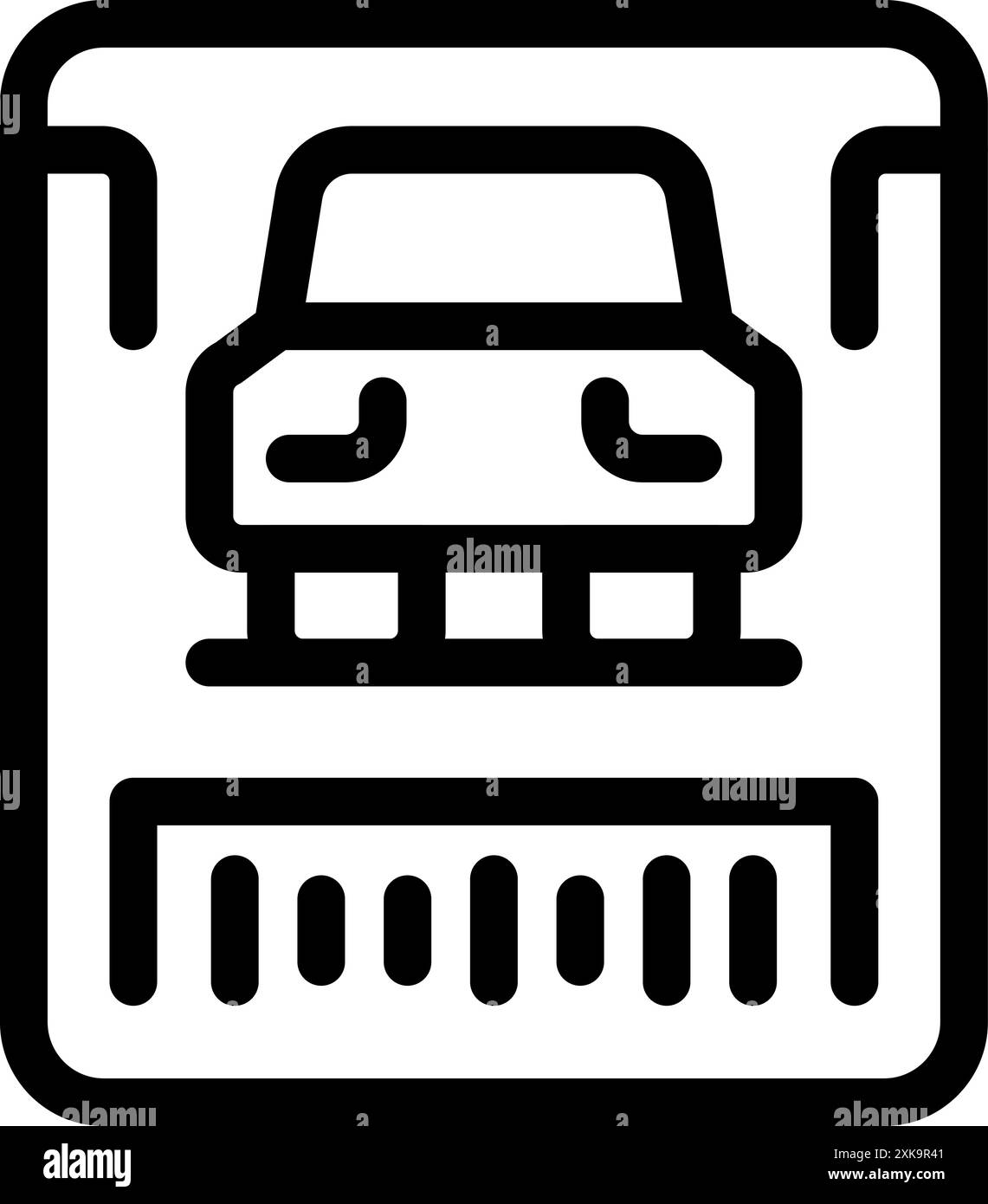 Semplice icona a forma di riga di una scheda di parcheggio per i permessi o i pass di parcheggio, spesso utilizzata nelle aree di parcheggio a pagamento Illustrazione Vettoriale