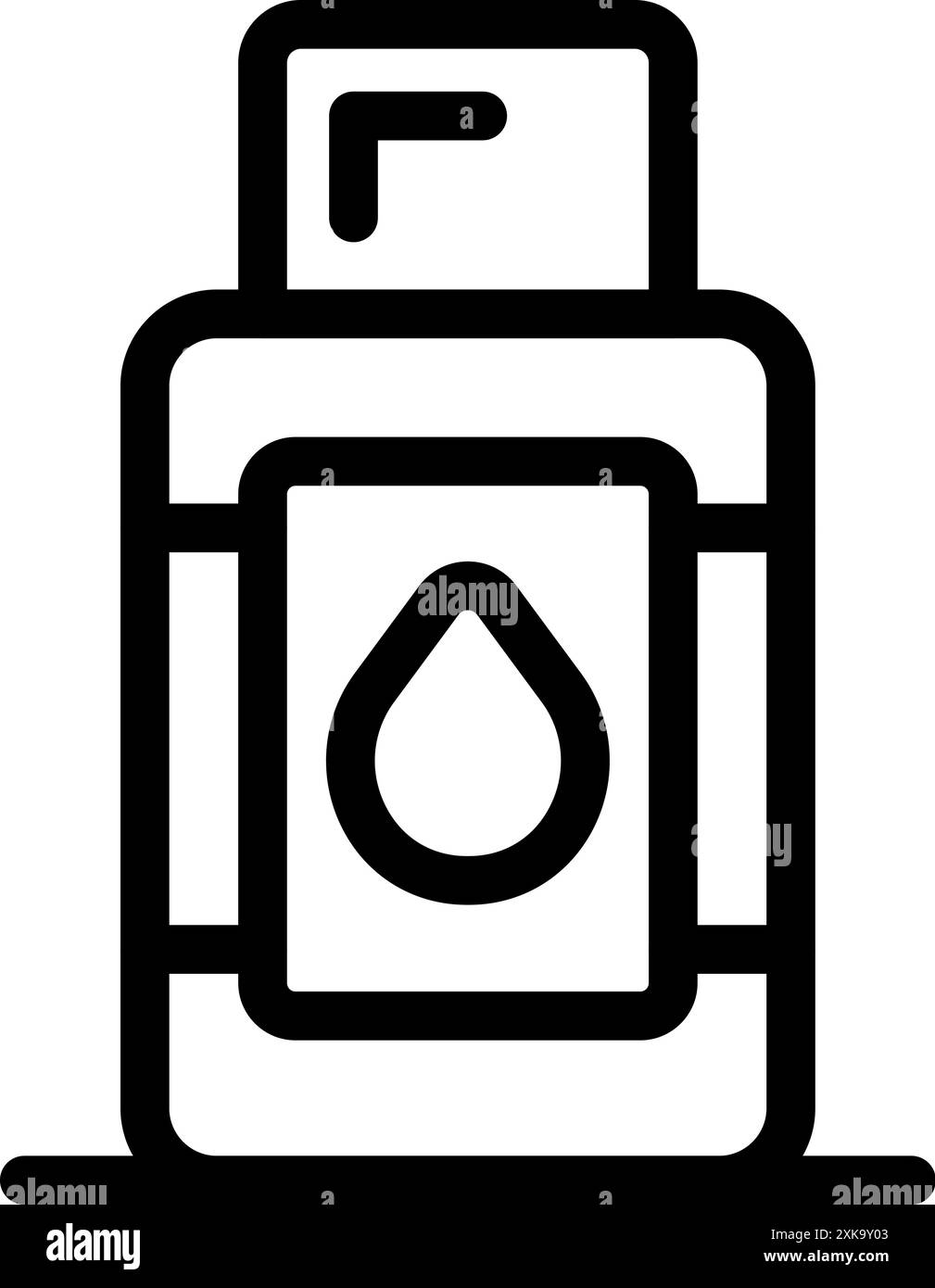 Semplice icona a riga di una cartuccia d'inchiostro, essenziale per la stampa di documenti e foto in un ufficio domestico Illustrazione Vettoriale