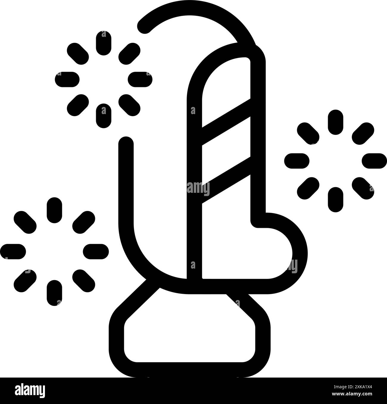 Un semplice razzo fuochi d'artificio è pronto a lanciarsi in aria ed esplodere sotto una pioggia di scintille Illustrazione Vettoriale