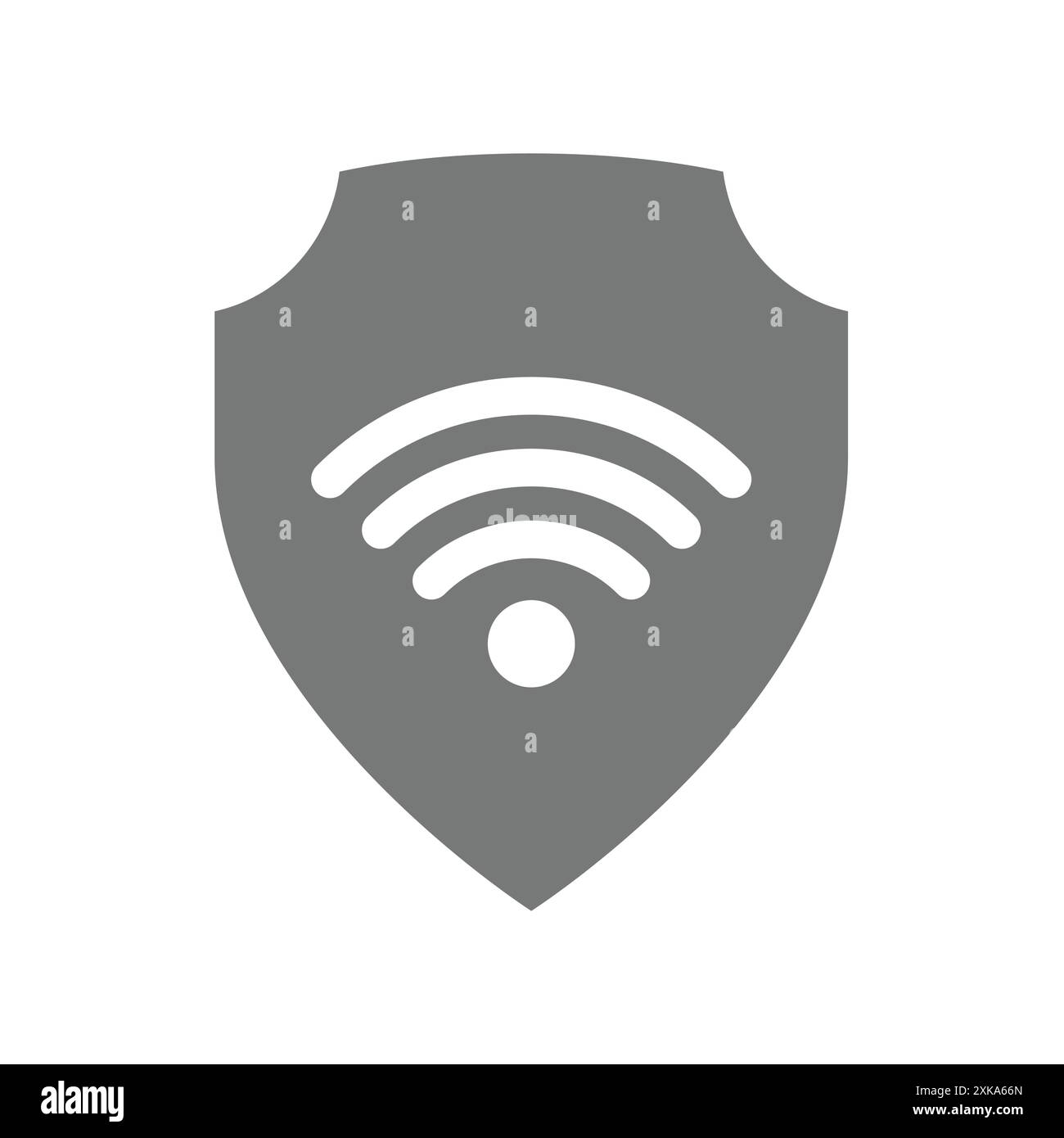 Internet sicuro e protetto. Icona Shield e vettore wi fi. Illustrazione Vettoriale