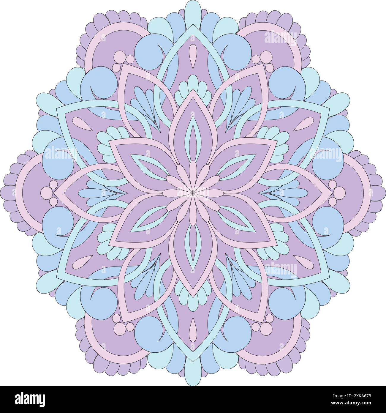 Design decorativo e colorato Mandala floreale. Illustrazione vettoriale ornamento. Illustrazione Vettoriale