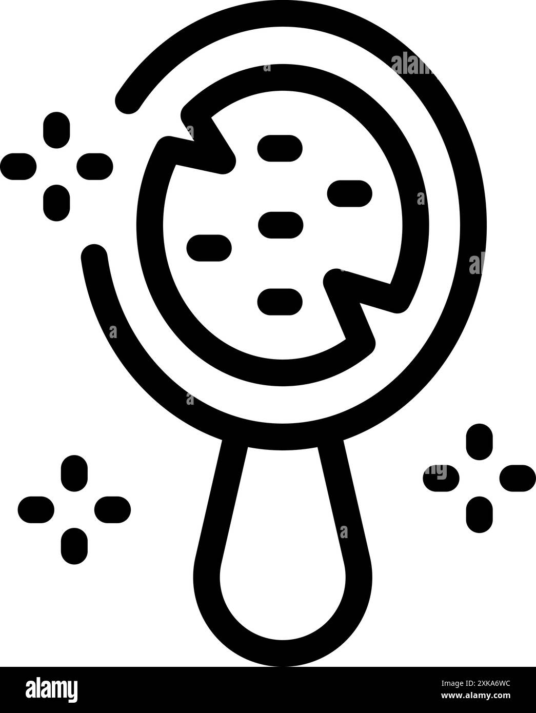 Semplice icona line art di uno specchio che riflette un pianeta rotto, sensibilizzando l'opinione pubblica sull'urgente necessità di un'azione per il cambiamento climatico Illustrazione Vettoriale