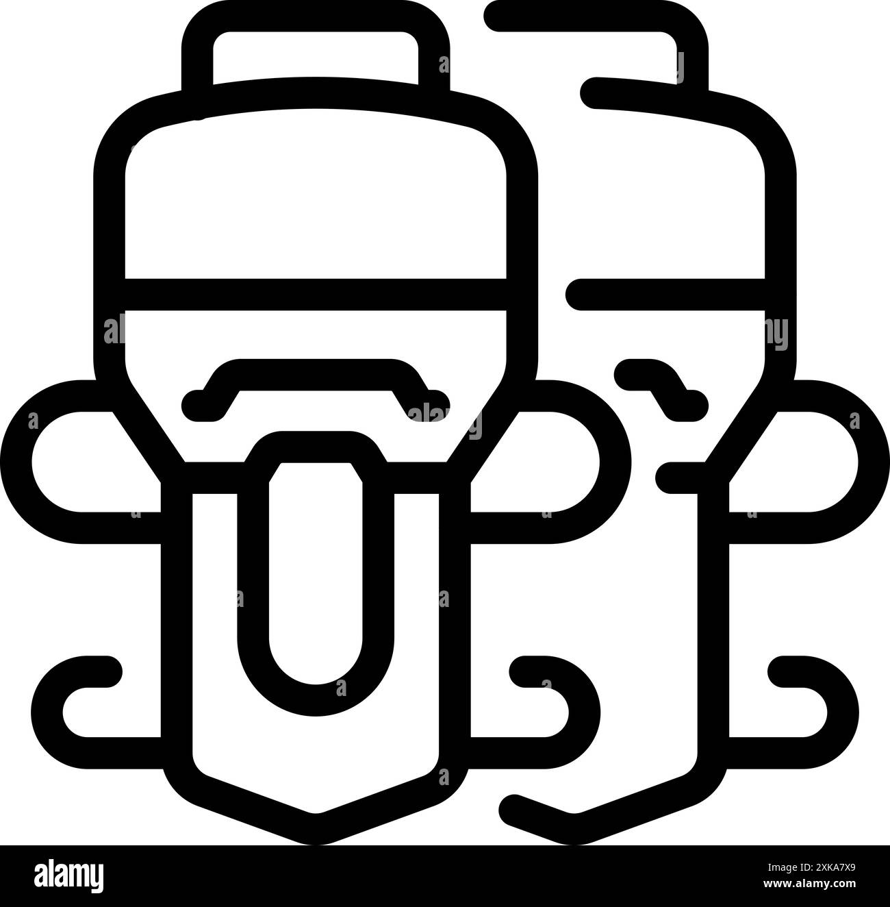 Illustrazione in linea di due tuk tuk che guidano in direzioni opposte, rappresentando il caos di una città trafficata Illustrazione Vettoriale