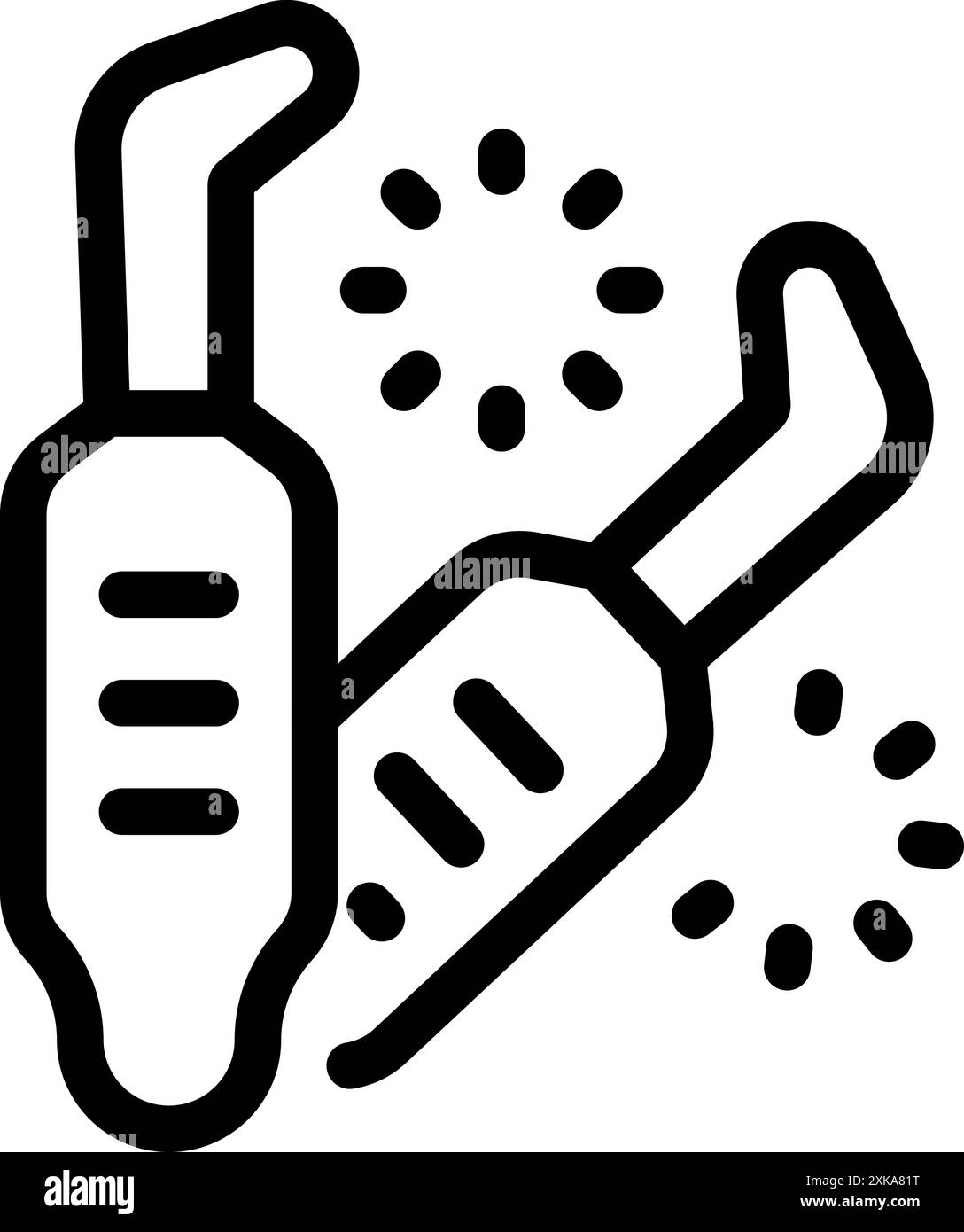 Dentista che utilizza attrezzature odontoiatriche professionali per la rimozione del tartaro dai denti in una clinica odontoiatrica Illustrazione Vettoriale