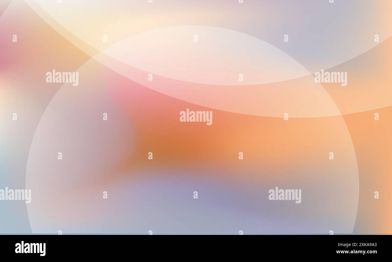 Sfondo a sfumatura di colore pastello astratto con forme circolari e curve. Illustrazione Vettoriale