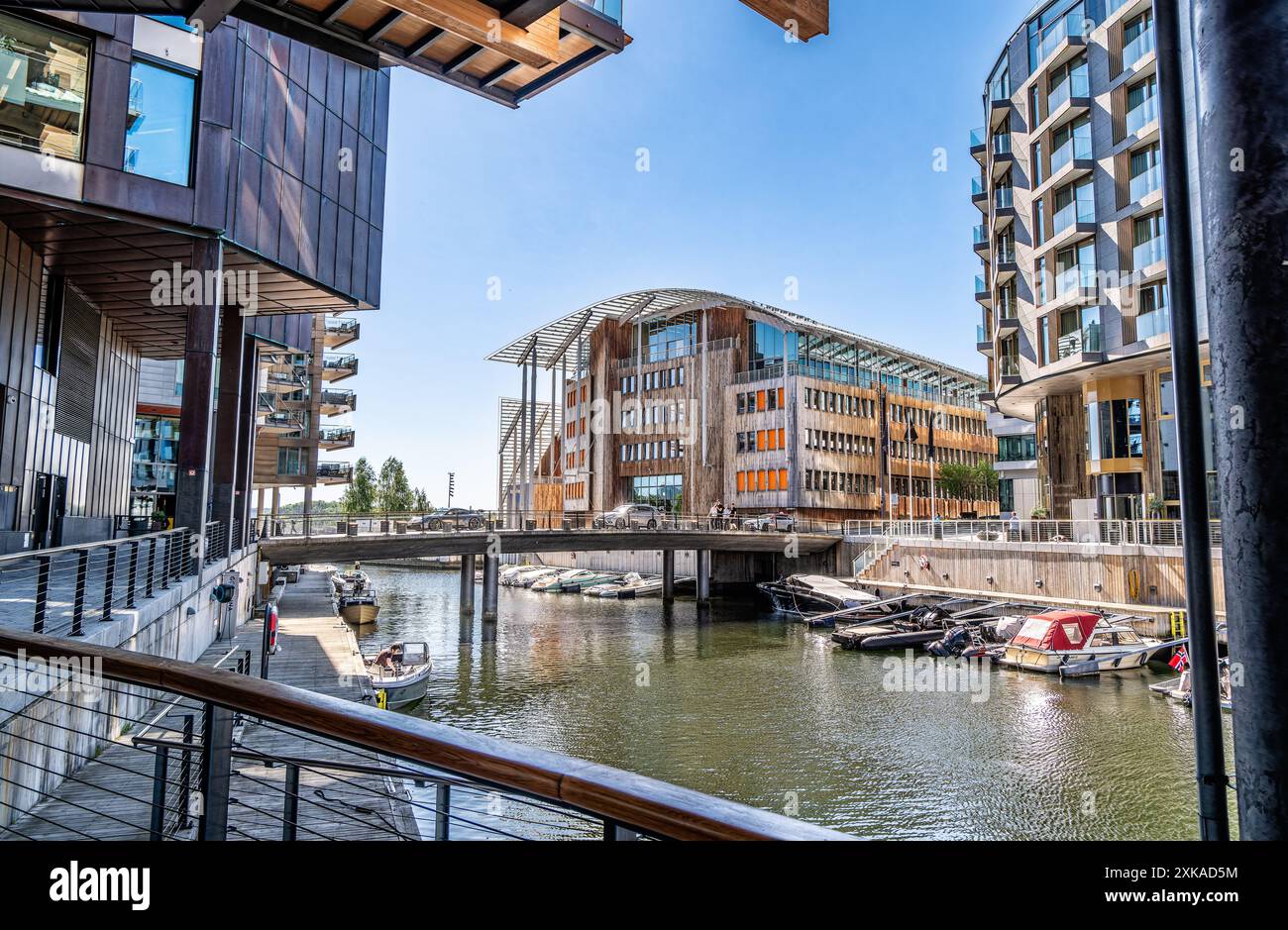 La vita quotidiana di Aker Brygge a Oslo, Norvegia Foto Stock