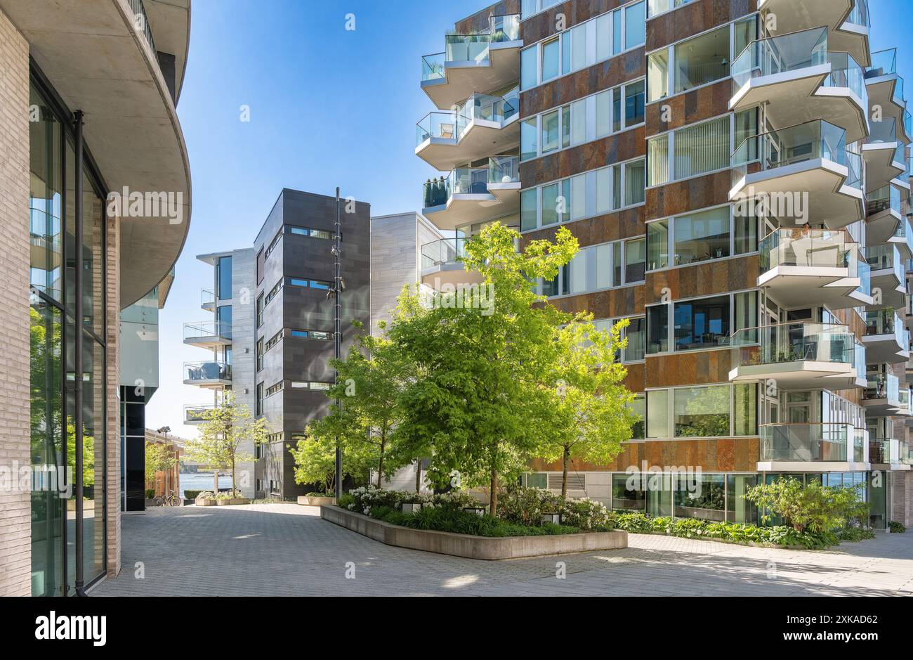 La vita quotidiana di Aker Brygge a Oslo, Norvegia Foto Stock